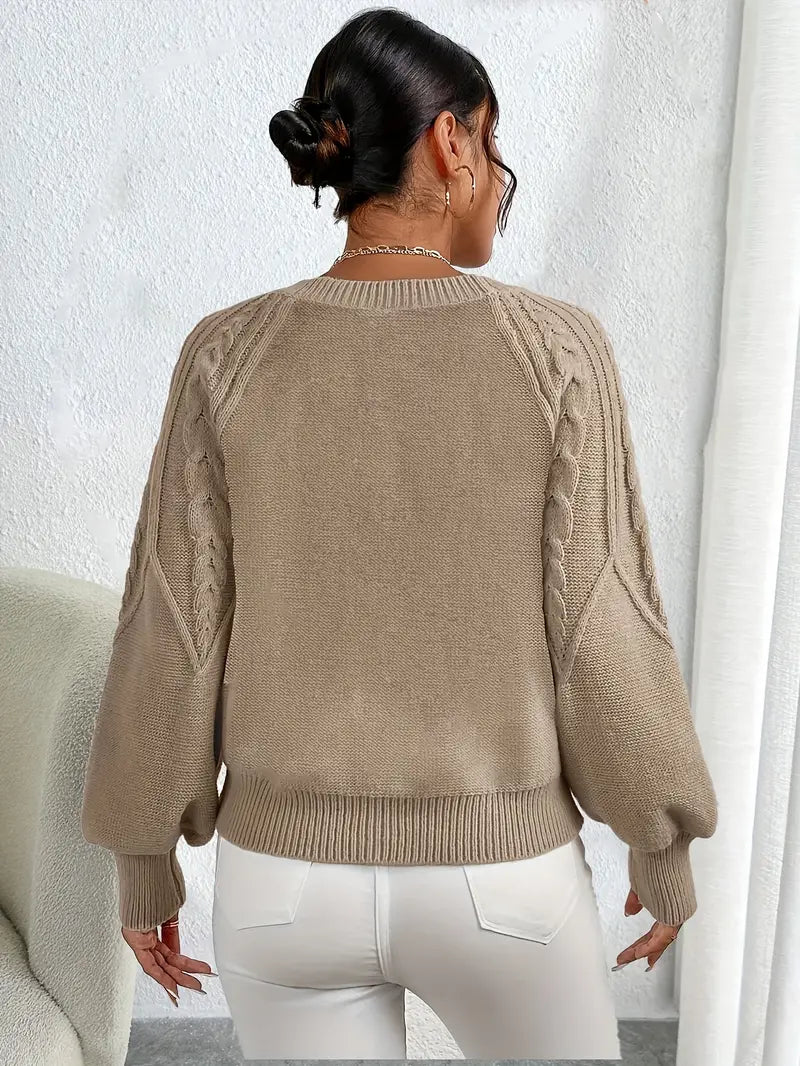 Audrey - Pull en maille épaisse à manches bouffantes pour femmes