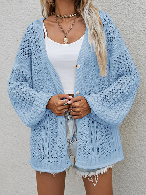 Maribel - Gilet crochet ample avec boutons sur le devant