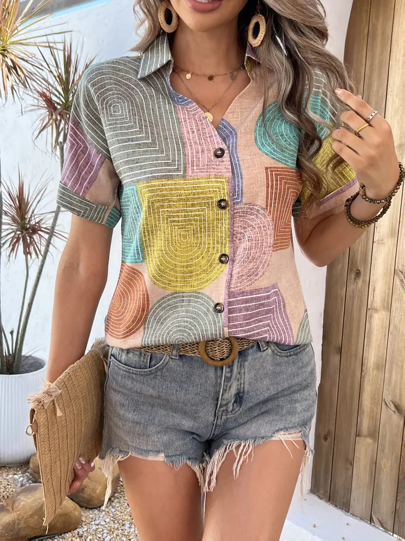 Zelma - Chemisier imprimé à manches courtes pour femme