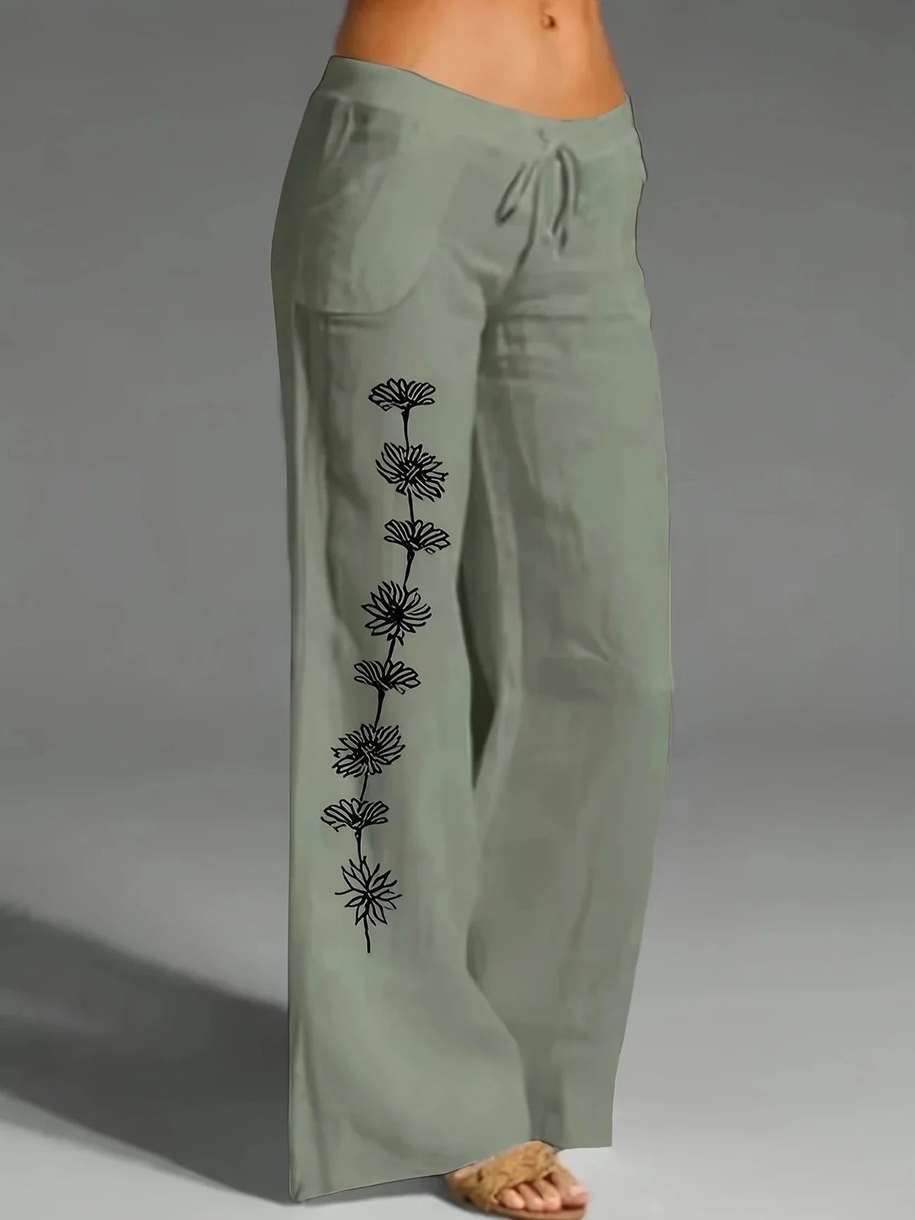 Amanda - Pantalon imprimé pour femmes avec cordon de serrage et motif floral