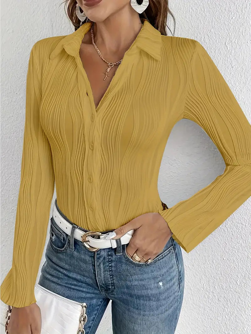 Ruthe - Élégante blouse côtelée à manches longues
