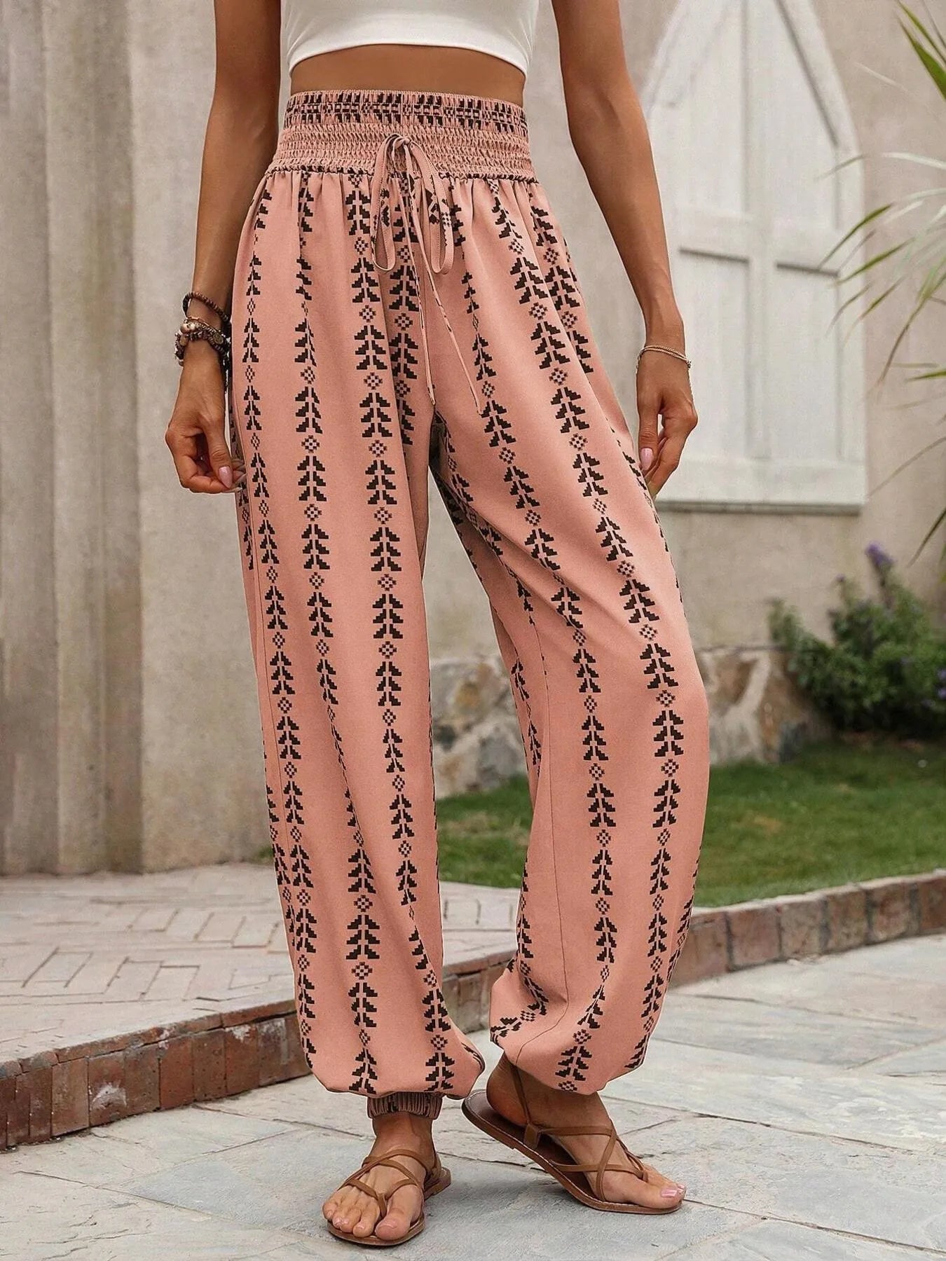 Daniela - Pantalon élégant taille haute à imprimé décontracté