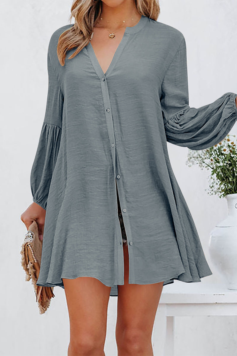 Emmalyn - Élégante blouse à col en V et manches longues