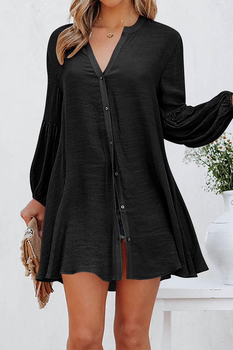 Emmalyn - Élégante blouse à col en V et manches longues