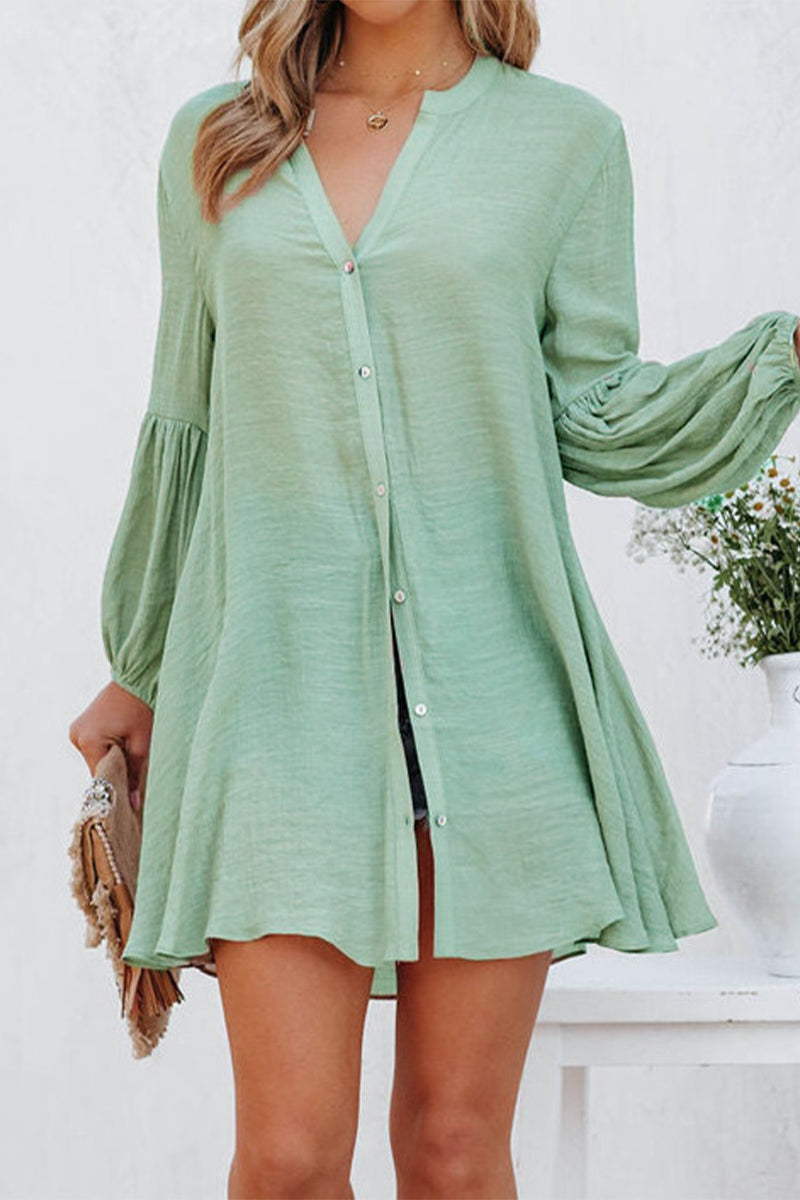 Emmalyn - Élégante blouse à col en V et manches longues