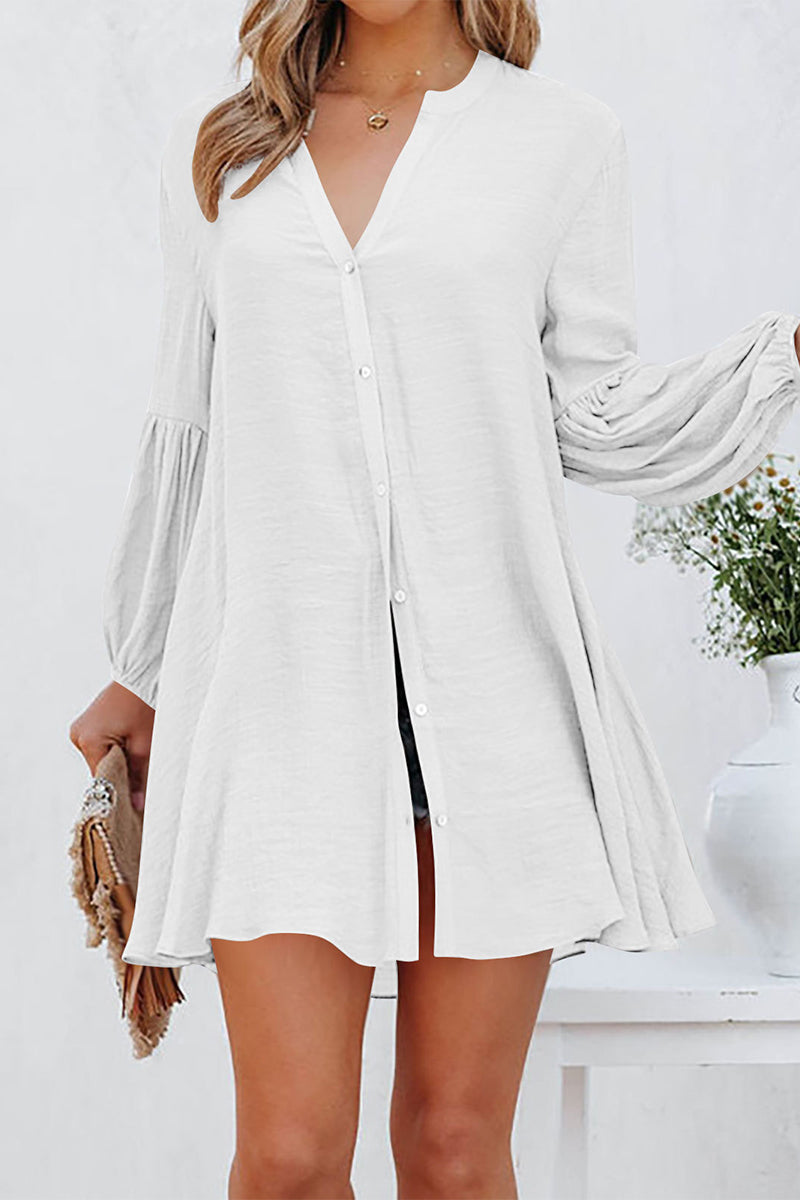 Emmalyn - Élégante blouse à col en V et manches longues