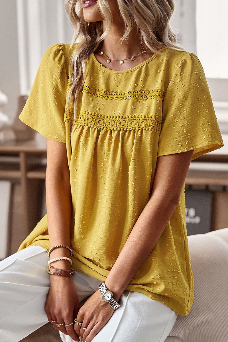 Lisa - Blouse élégante à manches courtes et pois suisses