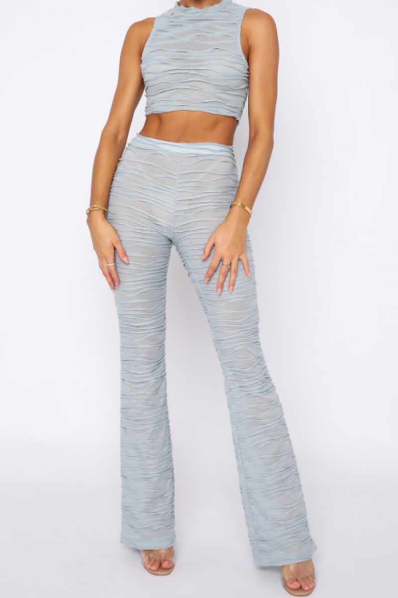 Priya - Ensemble élégant avec top plissé sans manches et pantalon large