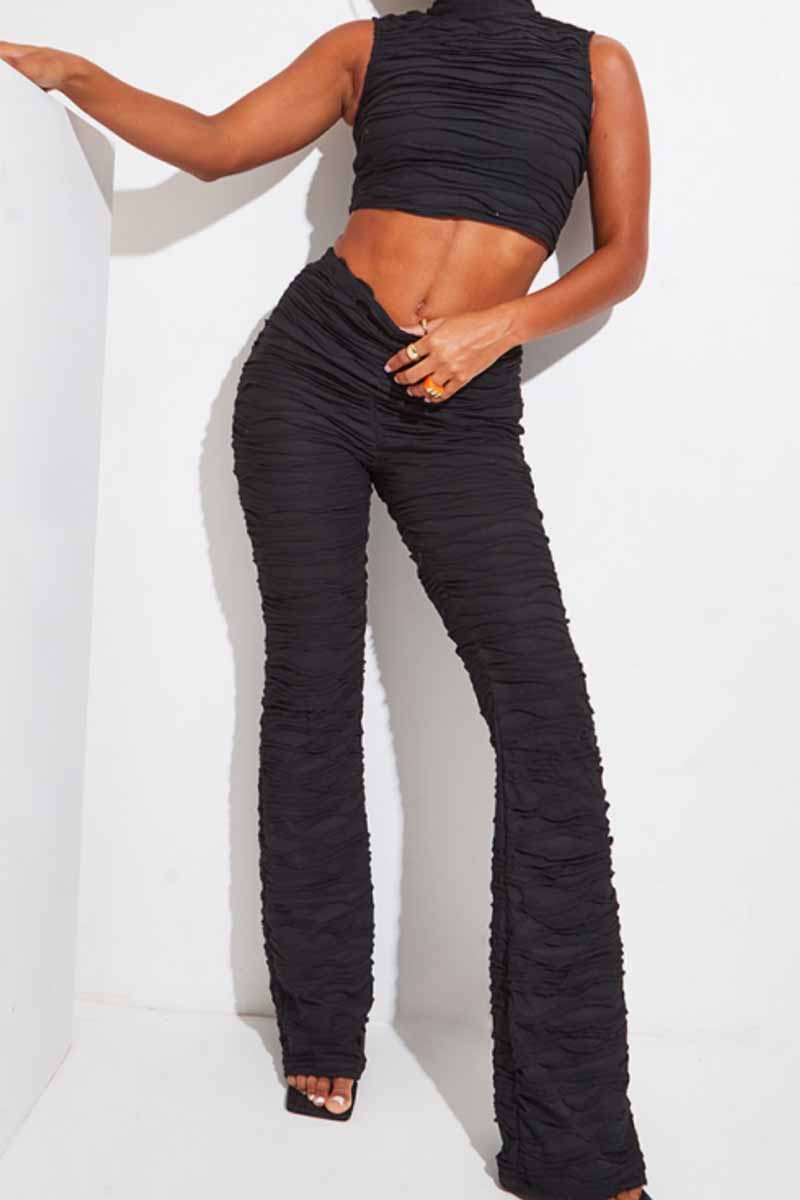 Priya - Ensemble élégant avec top plissé sans manches et pantalon large