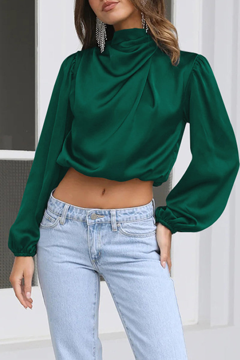 Aina - Élégante blouse à manches longues avec col halter