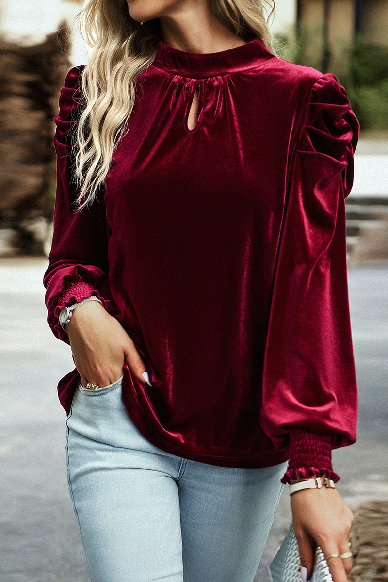 Evamae - Élégante blouse à col montant et manches longues