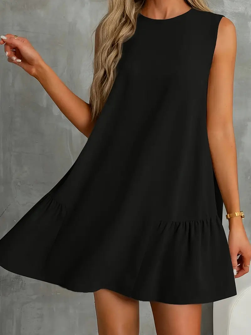 Dorsey - Robe d'été noire élégante à coupe trapèze