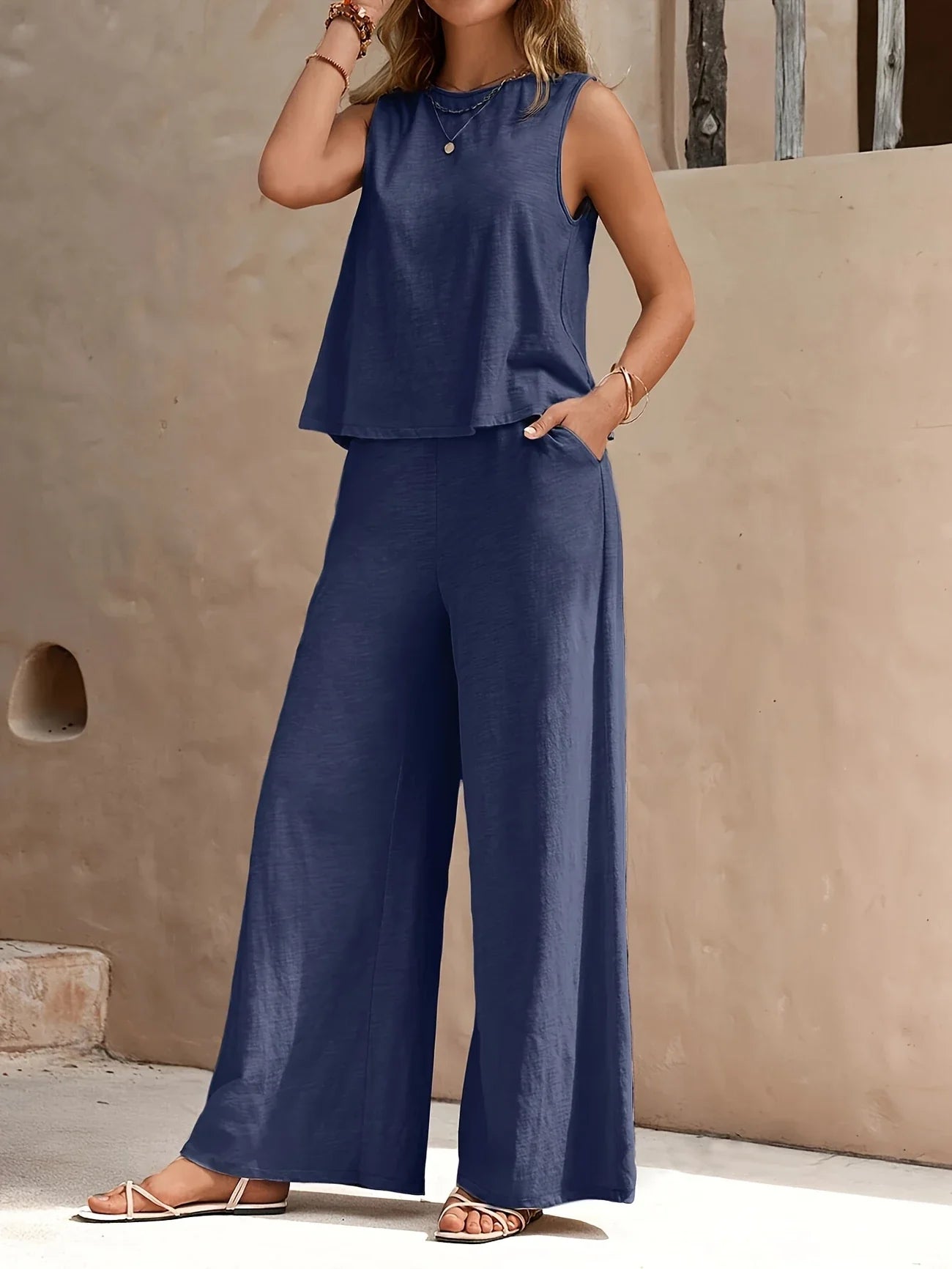 Hope - Ensemble composé d'un haut sans manches et d'un pantalon à jambes larges