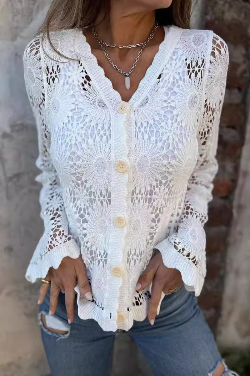 Niana - Blouse à col en V ajouré