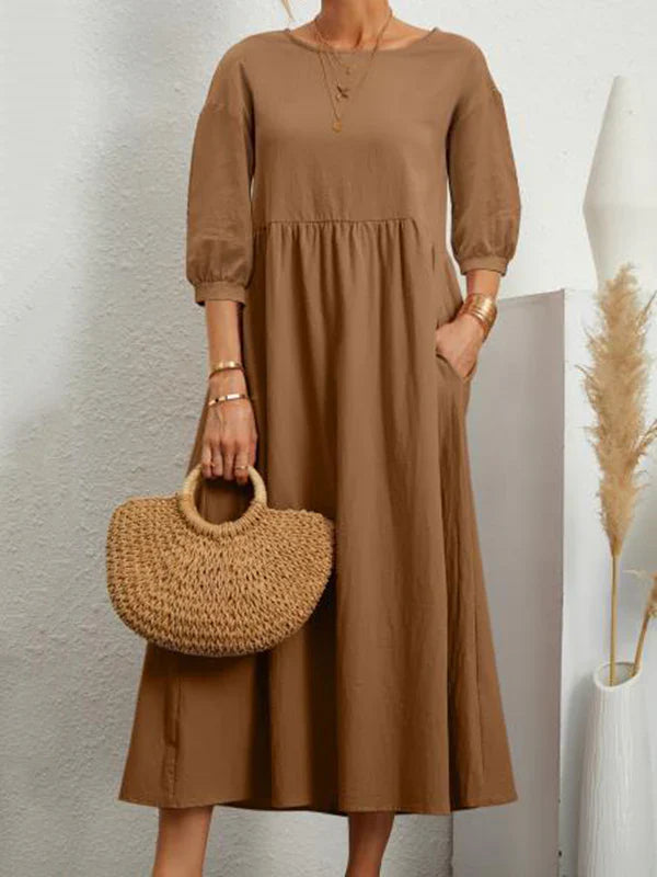 Leitha - Robe à manches trois-quarts ballon