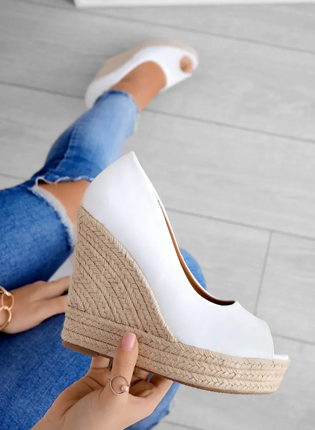 Arya - Espadrilles en daim à semelle compensée
