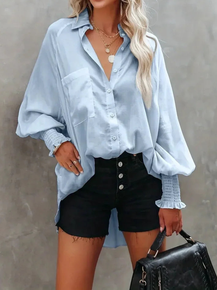 Rianna - Élégante blouse polo à manches longues avec boutons