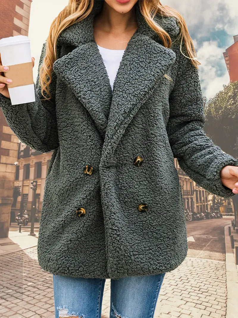 Lolly - Manteau en peluche croisé avec revers