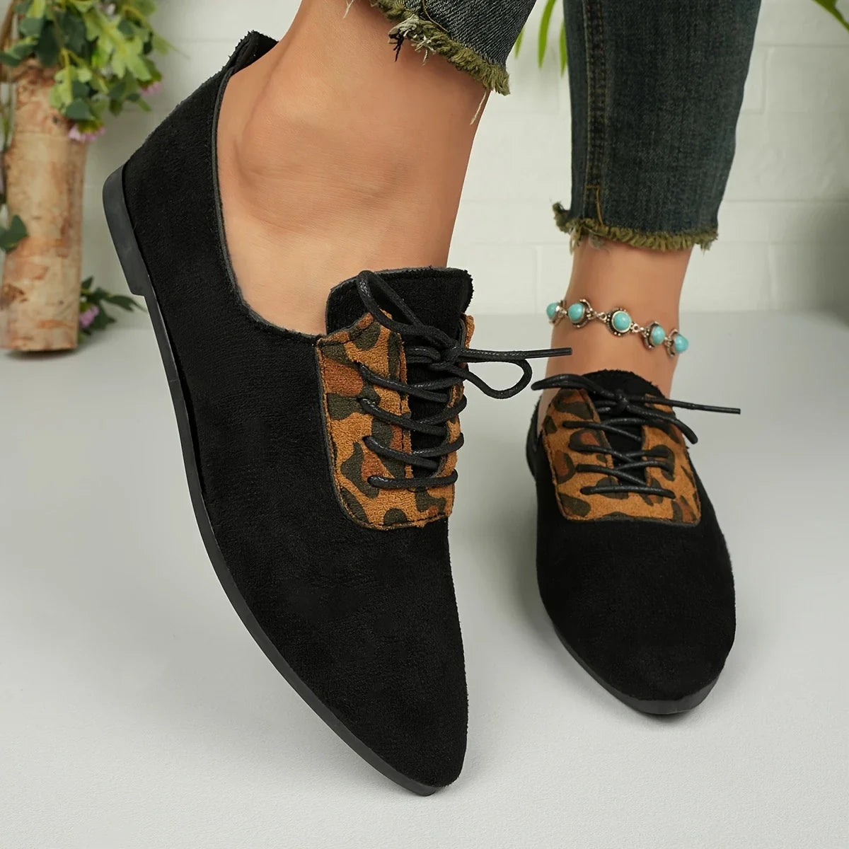 Odelia - Chaussures à bout pointu à imprimé léopard pour femmes