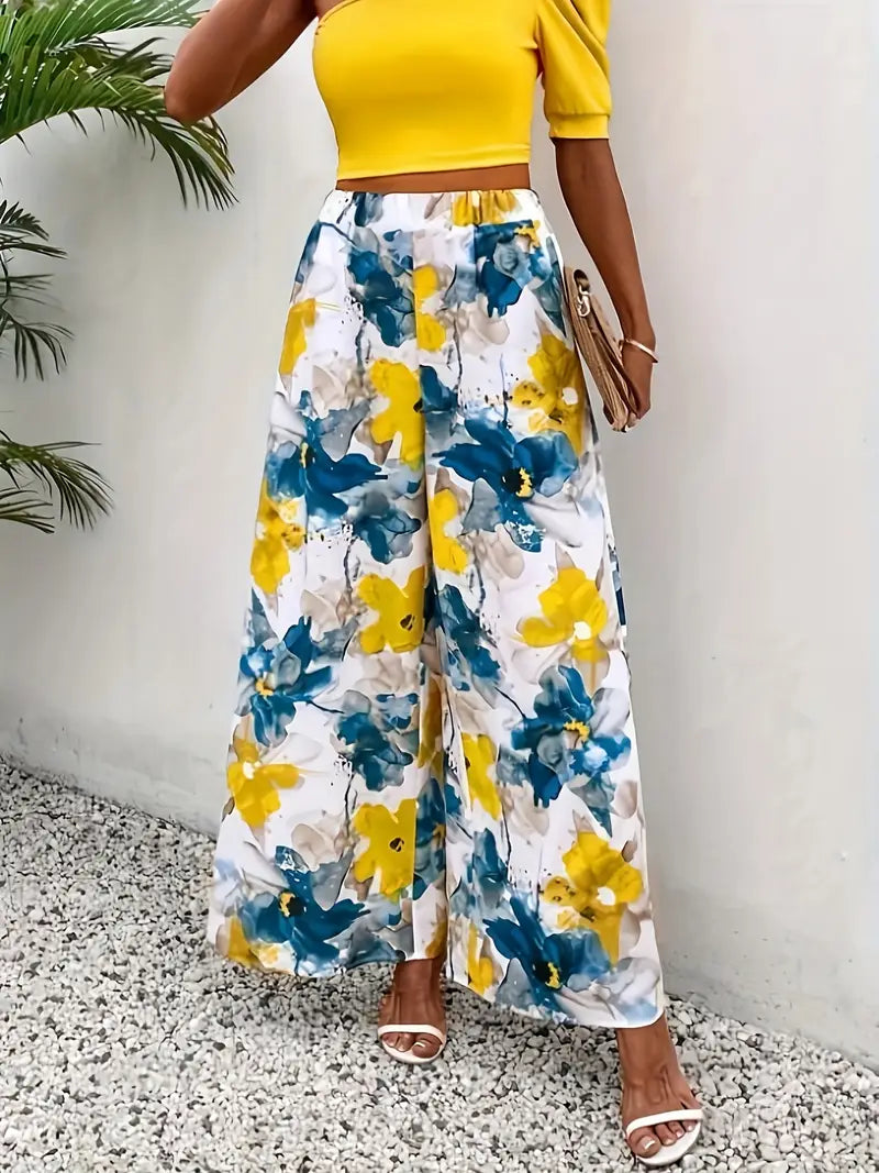 Clarice - Pantalon large à motif floral pour femme