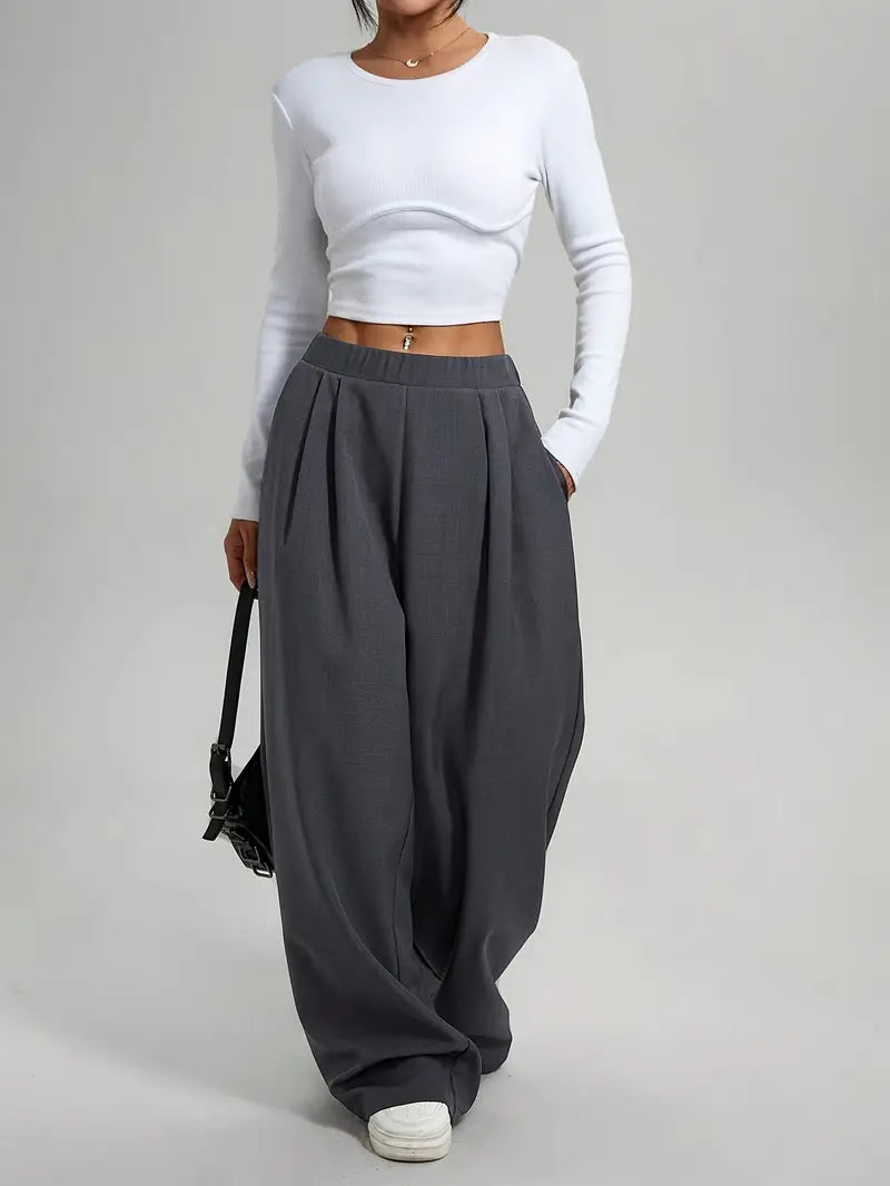 Esther - Pantalon large taille haute pour femme
