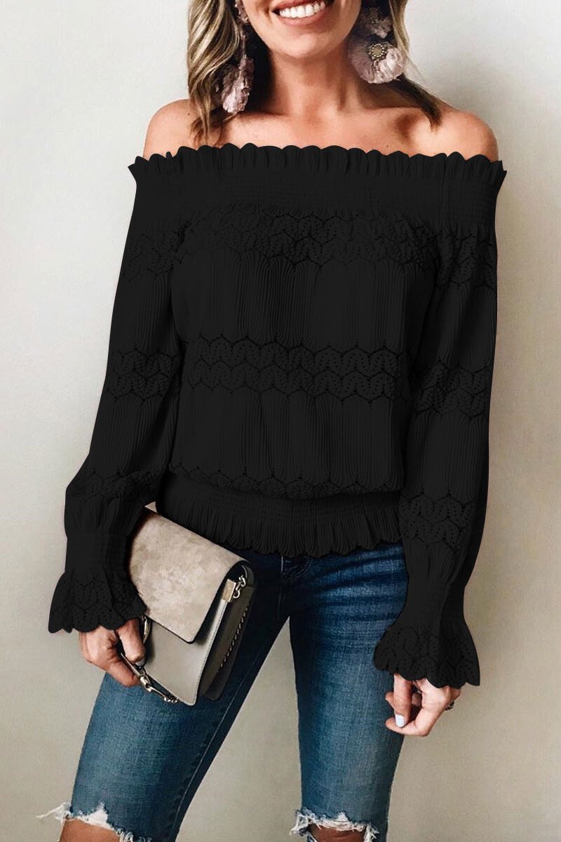 Rana - Élégante blouse à manches longues et épaules dénudées