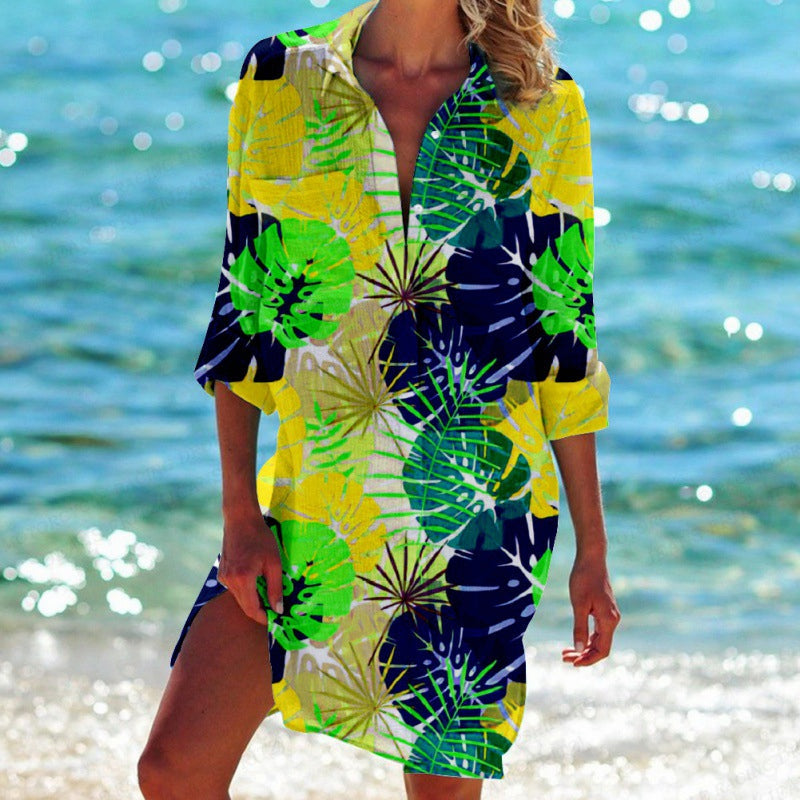 Celia - Hemdkleid à imprimé tropical