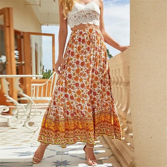 Viola - Jupe taille haute à imprimé floral pour femmes
