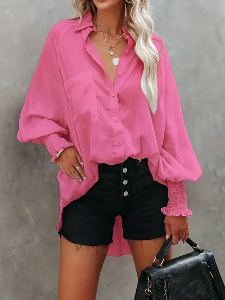 Rianna - Élégante blouse polo à manches longues avec boutons