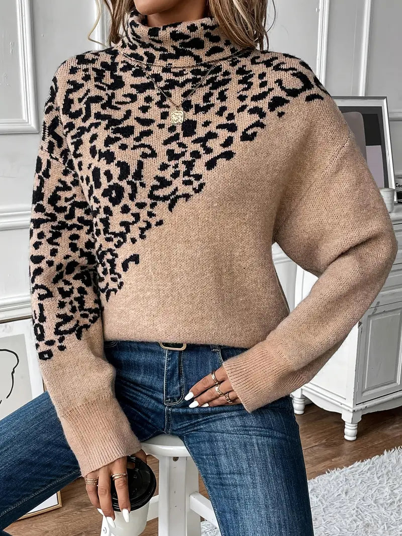 Beryl - Pull imprimé léopard et pull à col roulé