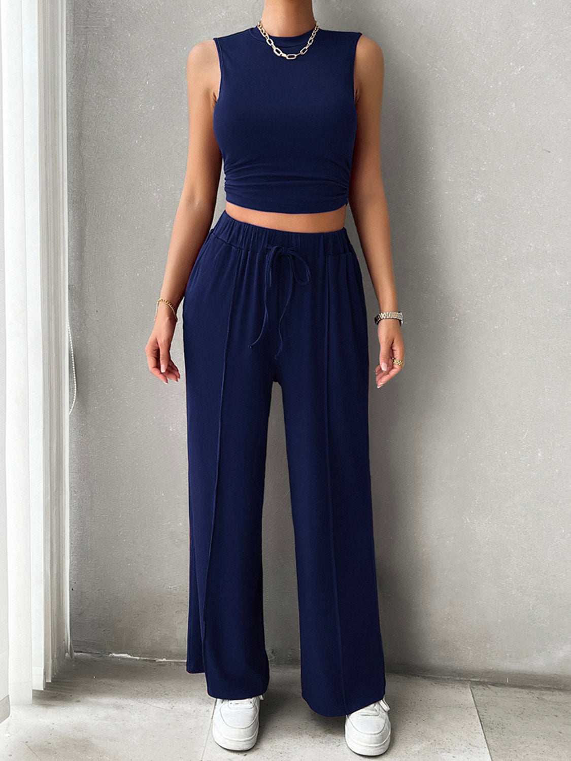 Jelai - Ensemble casual débardeur et pantalon à cordon de serrage