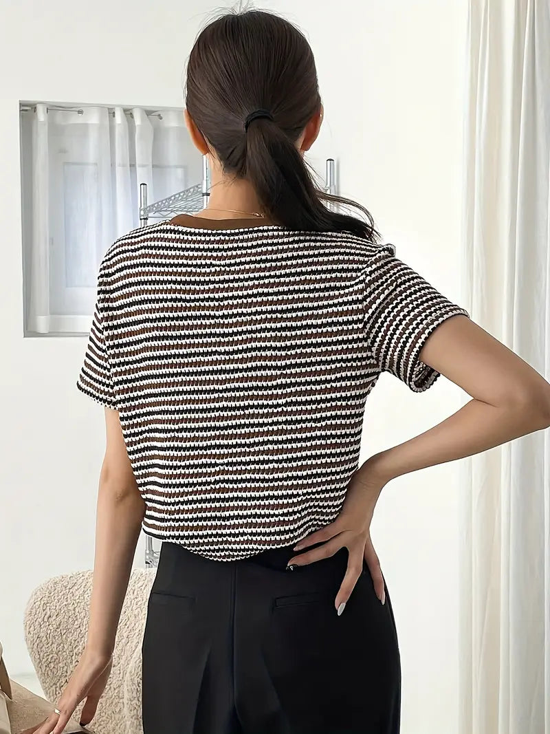 Margot - T-shirt col rond à motif rayé