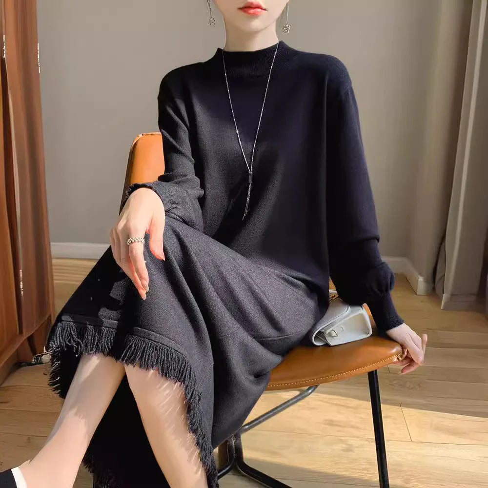 Martha - Robe élégante en maille avec franges