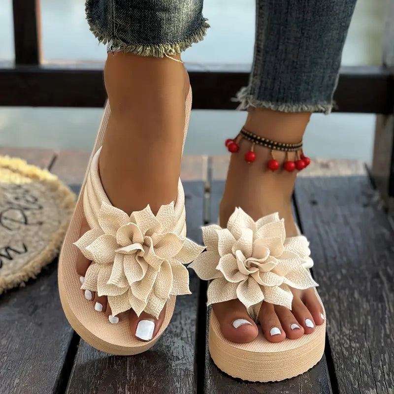Marjorie - Pantoufles pour femmes avec décoration en forme de tournesol