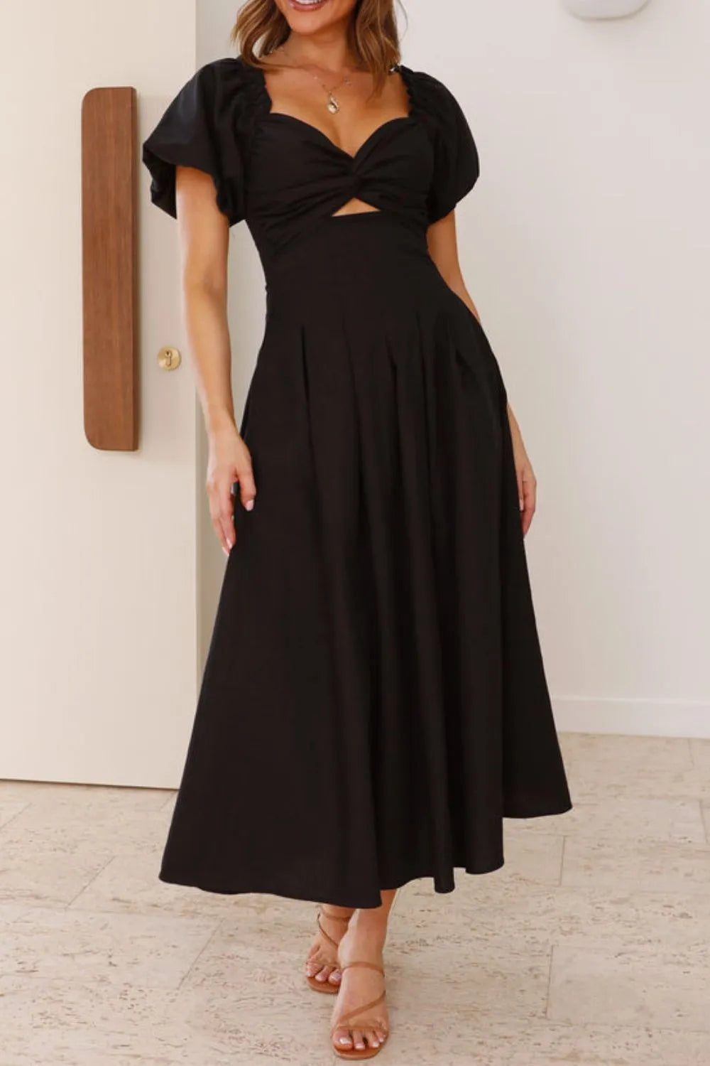 Nicolle - Robe élégante à manches bouffantes