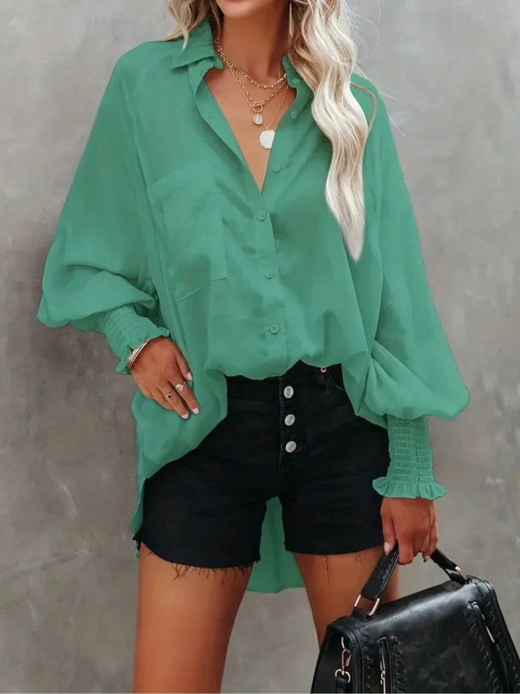 Rianna - Élégante blouse polo à manches longues avec boutons