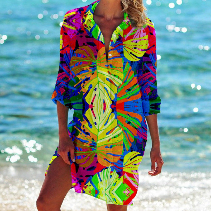 Celia - Hemdkleid à imprimé tropical
