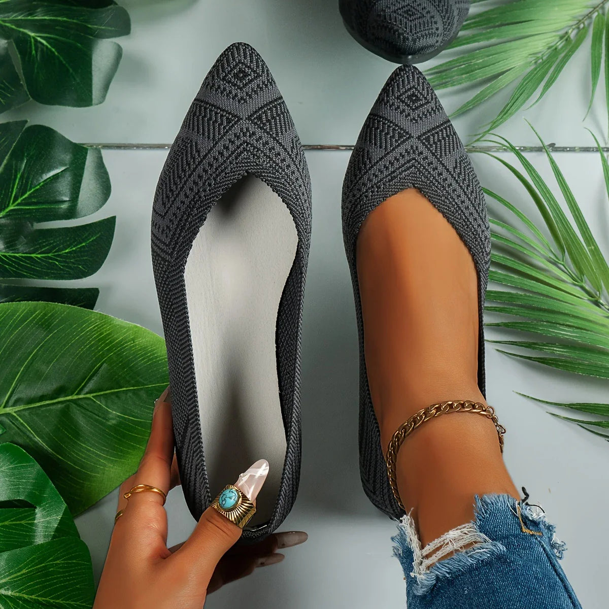 Sylviana - Chaussures à enfiler à bout pointu pour femmes
