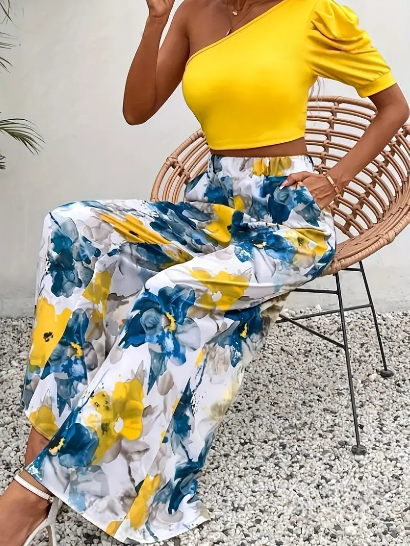 Clarice - Pantalon large à motif floral pour femme