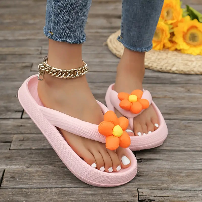 Erin - Pantoufles pour femmes avec décoration en forme de tournesol