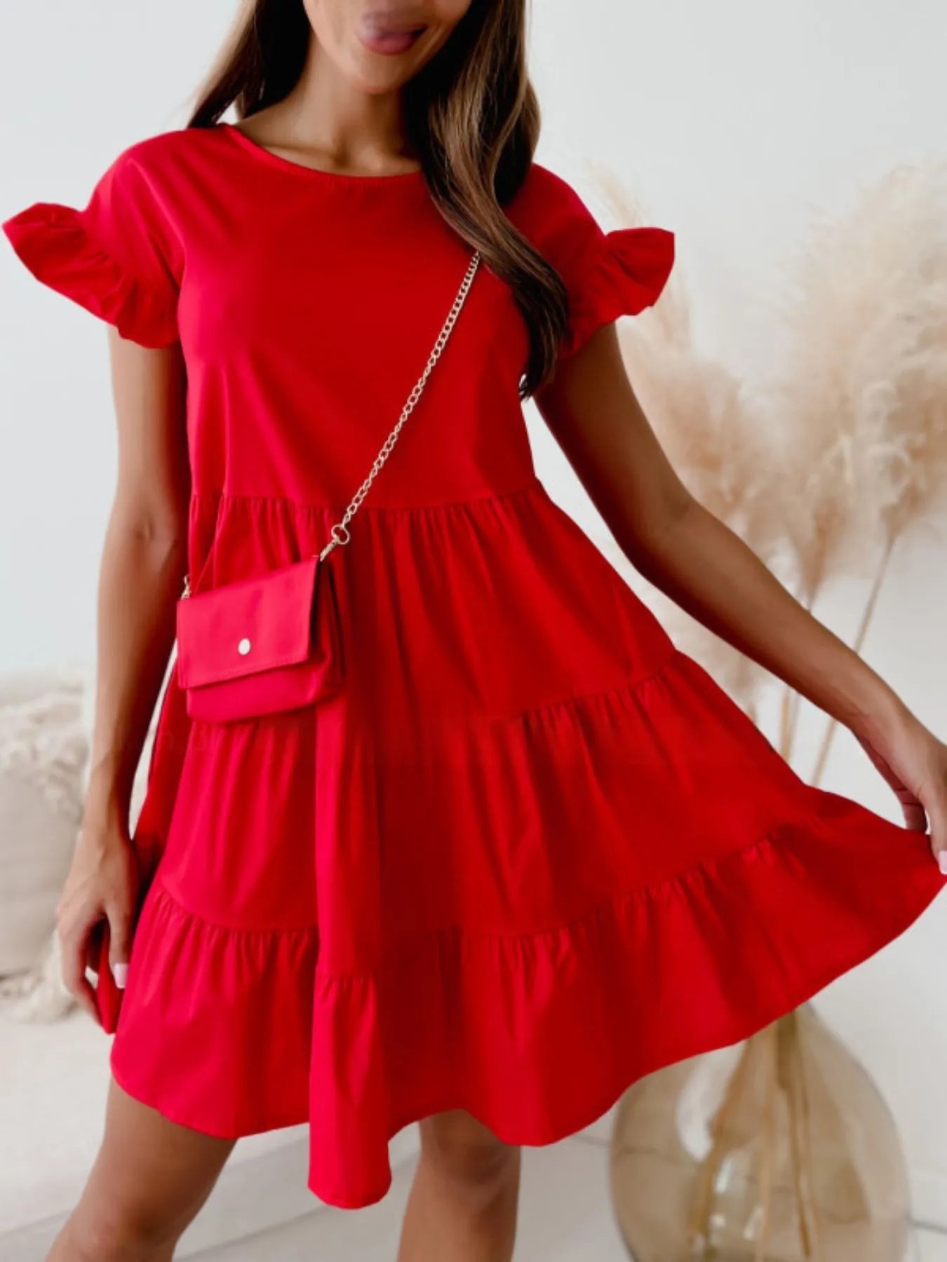 Lizzie - Robe courte à volants avec manches à étages