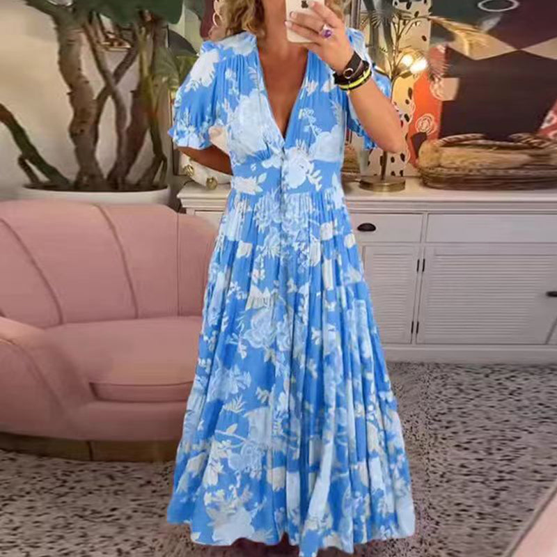 Celia - Robe longue avec décolleté en V