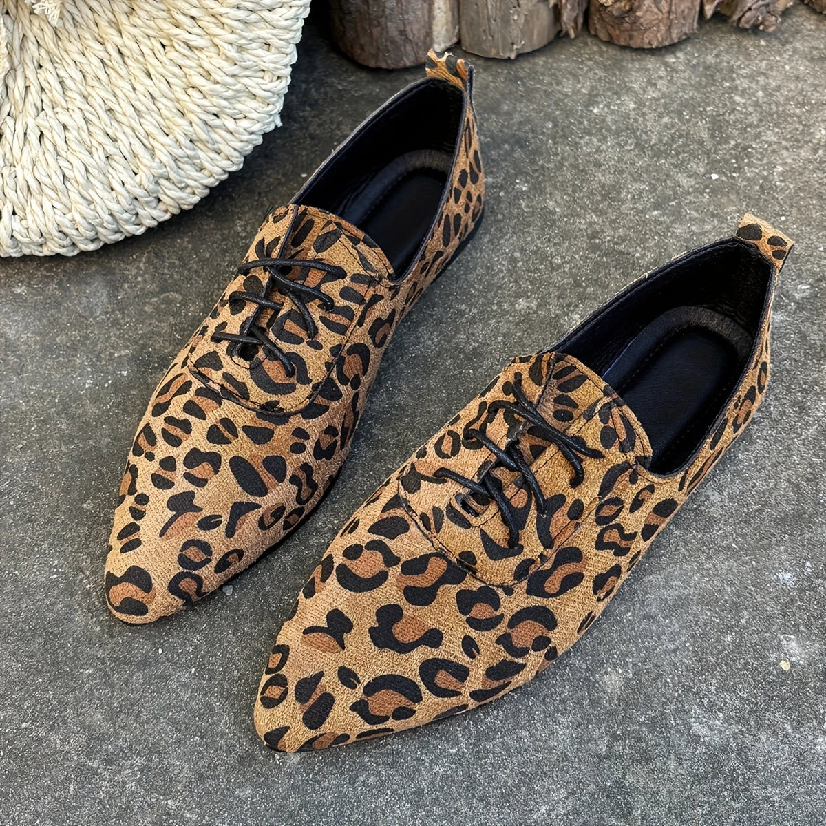 Odelia - Chaussures à bout pointu à imprimé léopard pour femmes