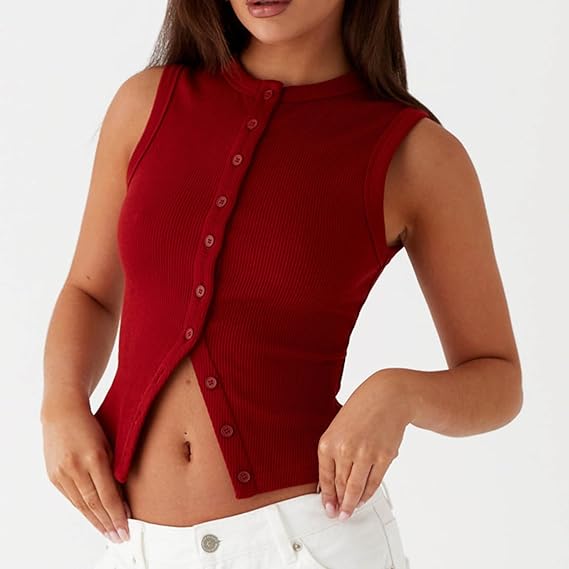 Hildy - Haut boutonné sans manches pour femmes