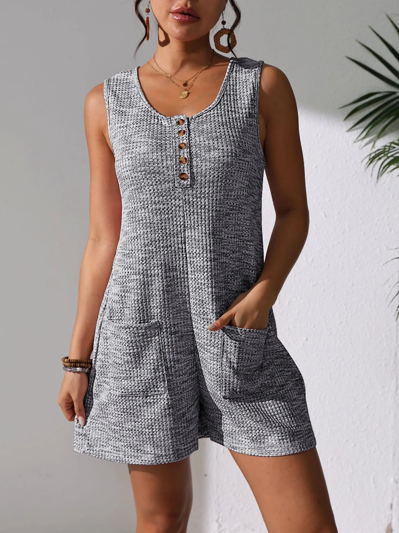 Maricel - Combinaison casual sans manches avec boutons et poches