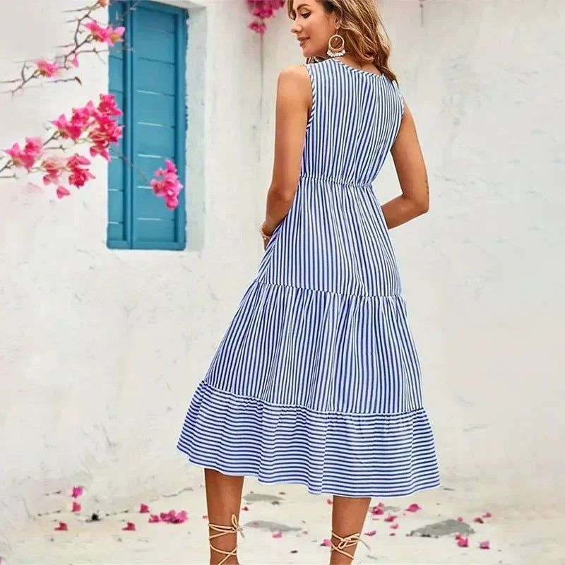 Lenore - Robe sans manches à motif rayé