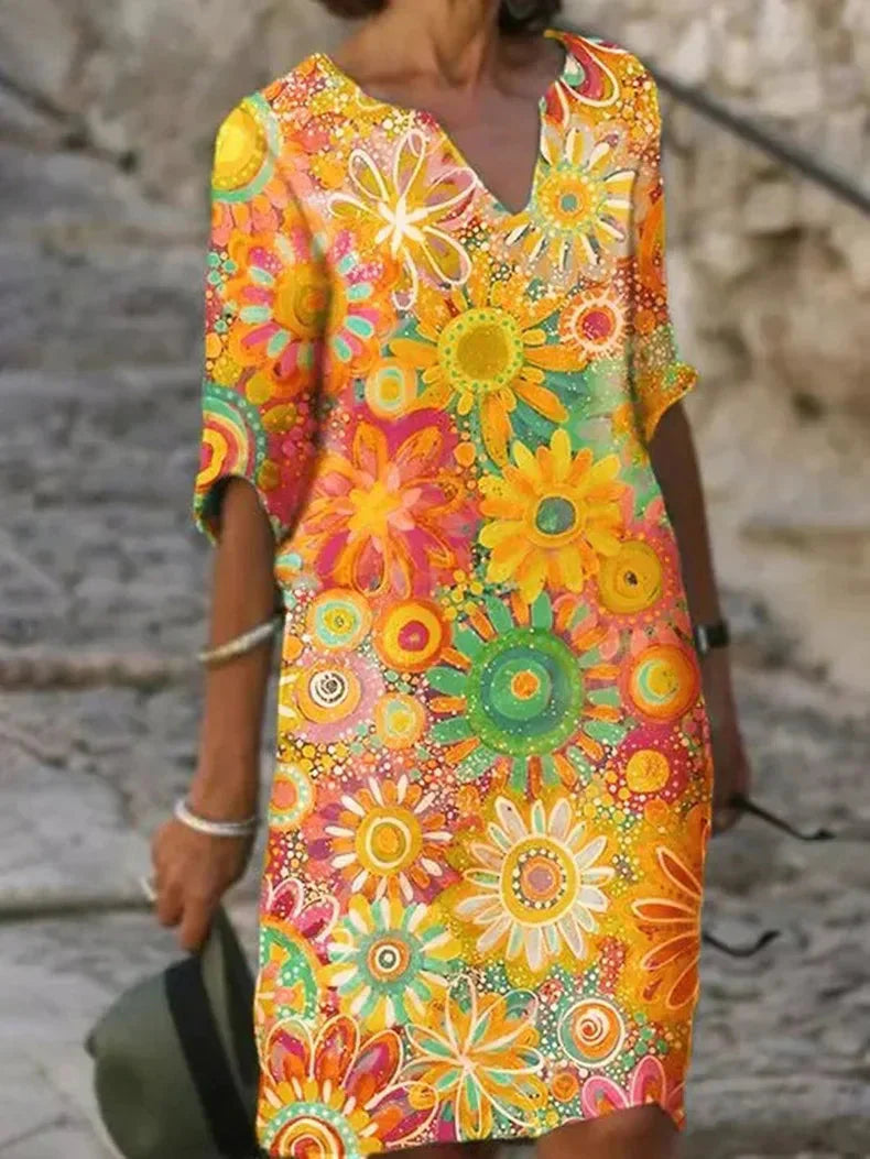 Effie - Robe imprimée estivale avec décolleté en V