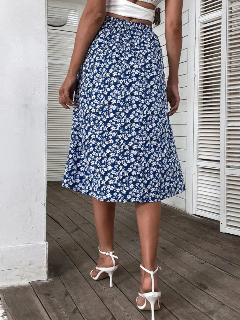 Trudy - Jupes midi à imprimé floral et bordure à volants