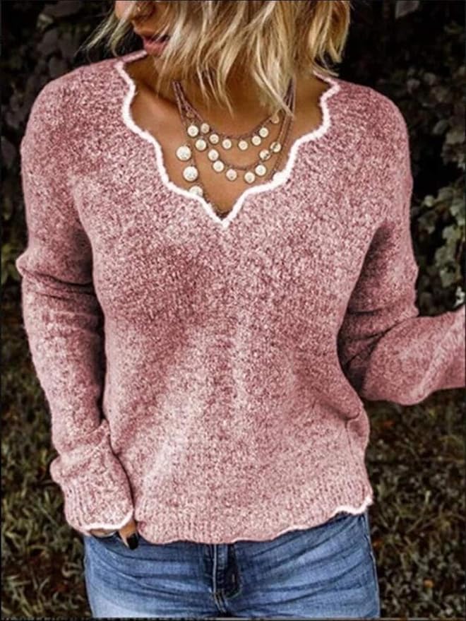Cordelia - Pull en tricot à manches longues et col en V