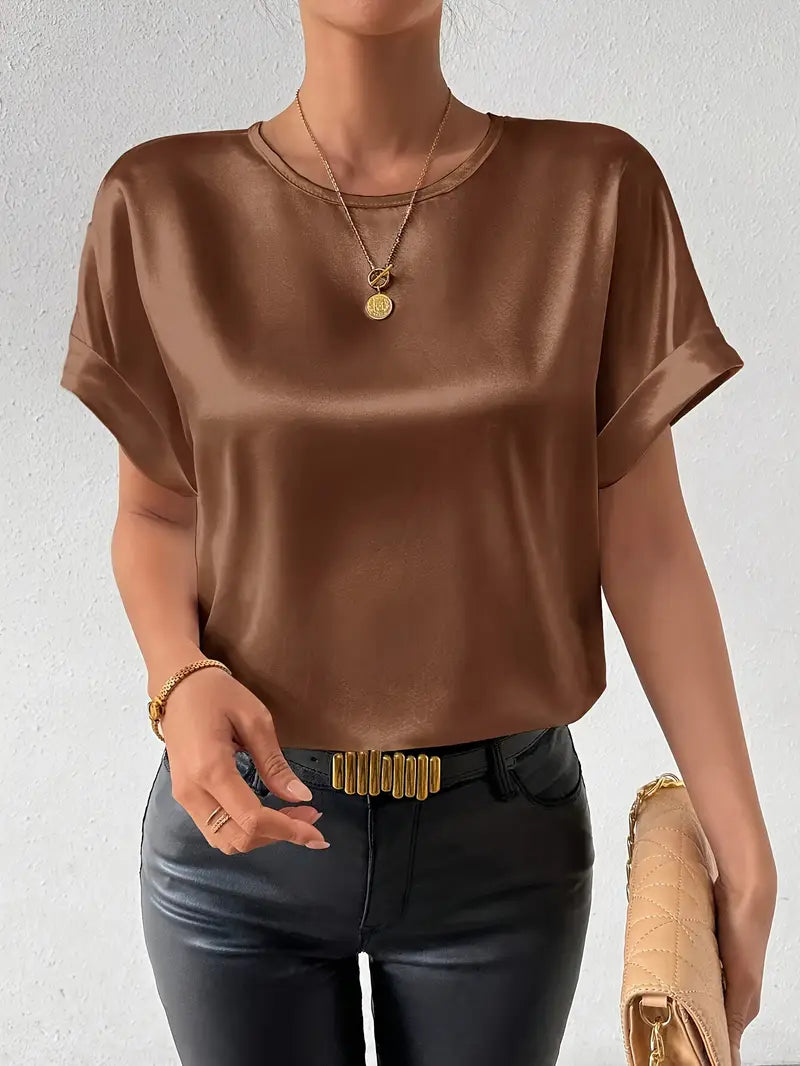 Vallie - Chemise à manches courtes et col rond pour femme